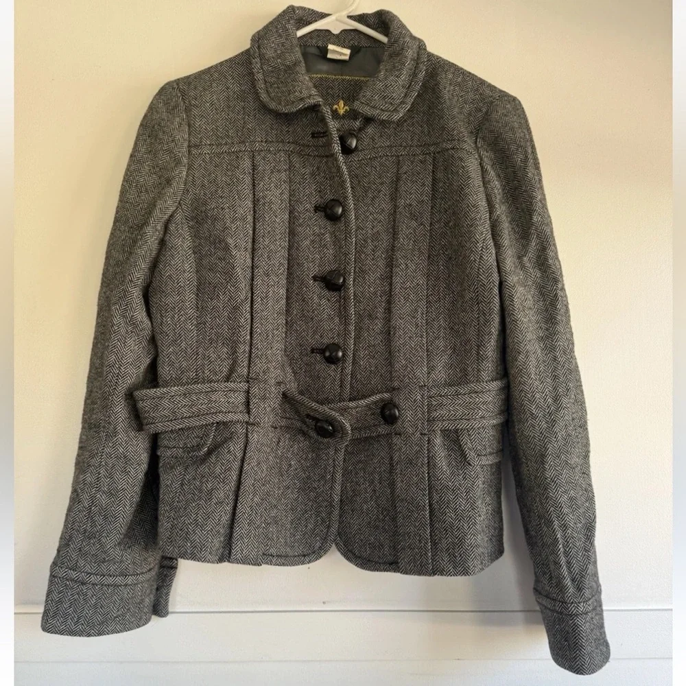 J.Crew Herringbone 100% Wool Norfolk Jacket Preppy Collegiate Timeless Size 10 - Picture 9 of 10
